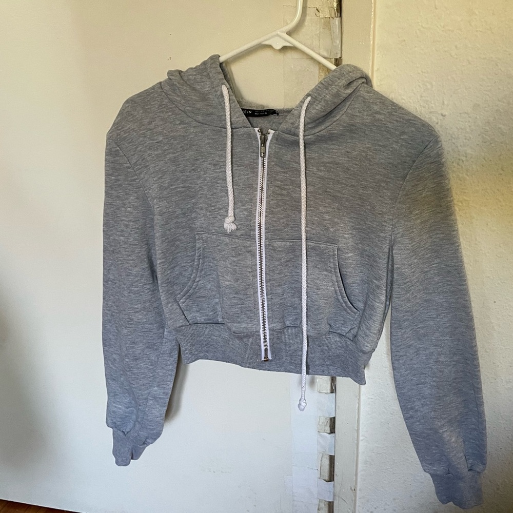 Gray Cropped Hoodie